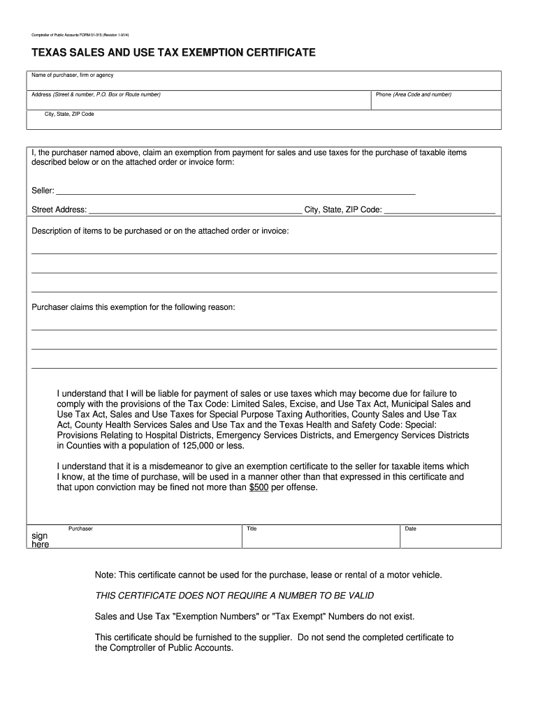 Tax Exempt Form Texas 1991-2025